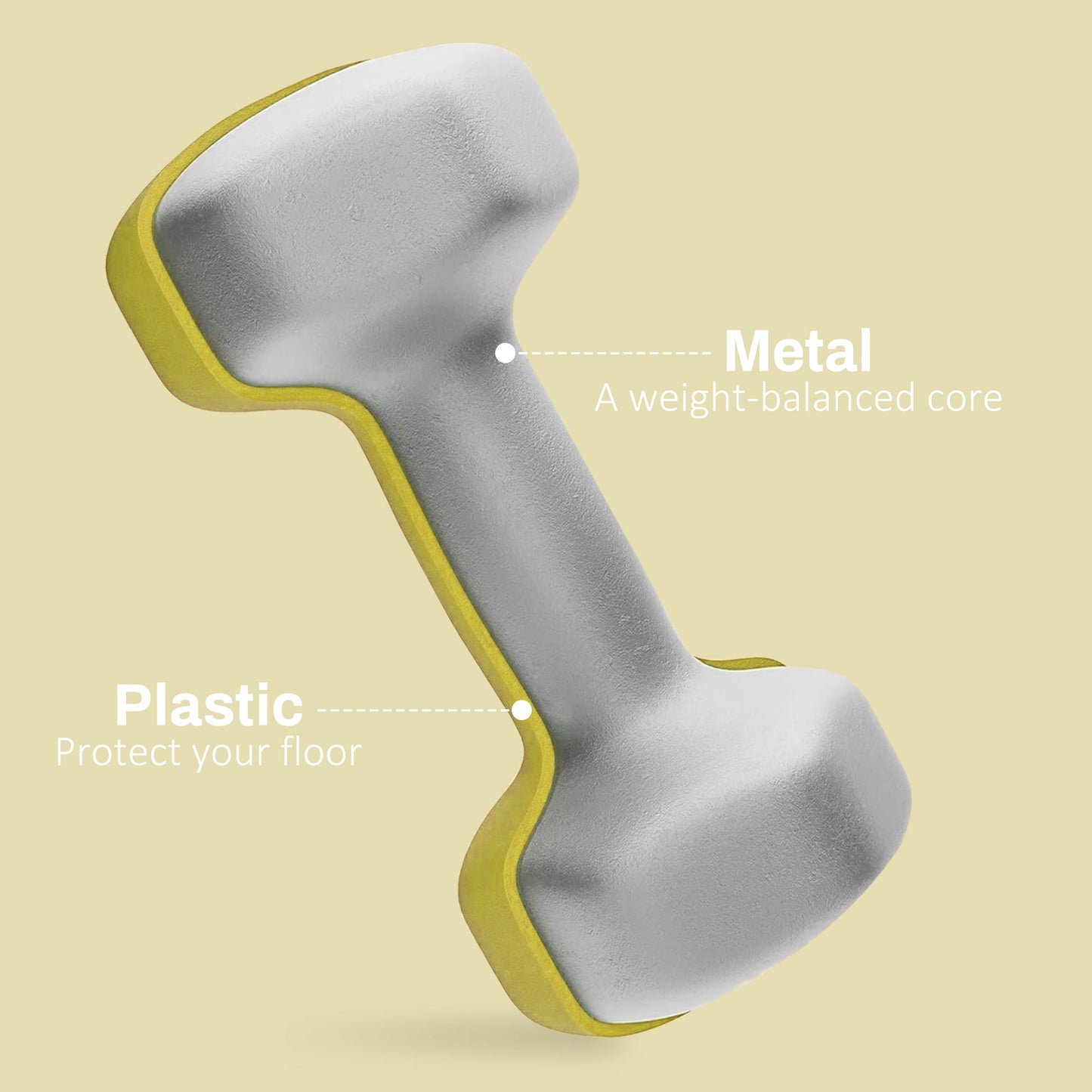 2 x 1kg Hexagonal Dumbbells Weights Set - Yellow