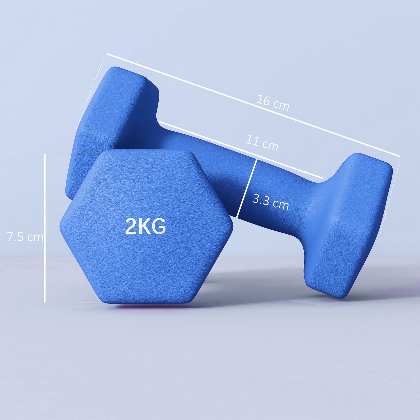 2 x 2kg Hexagonal Dumbbells Weights Set with Non-Slip Grip for Home Gym Workout, Blue-2