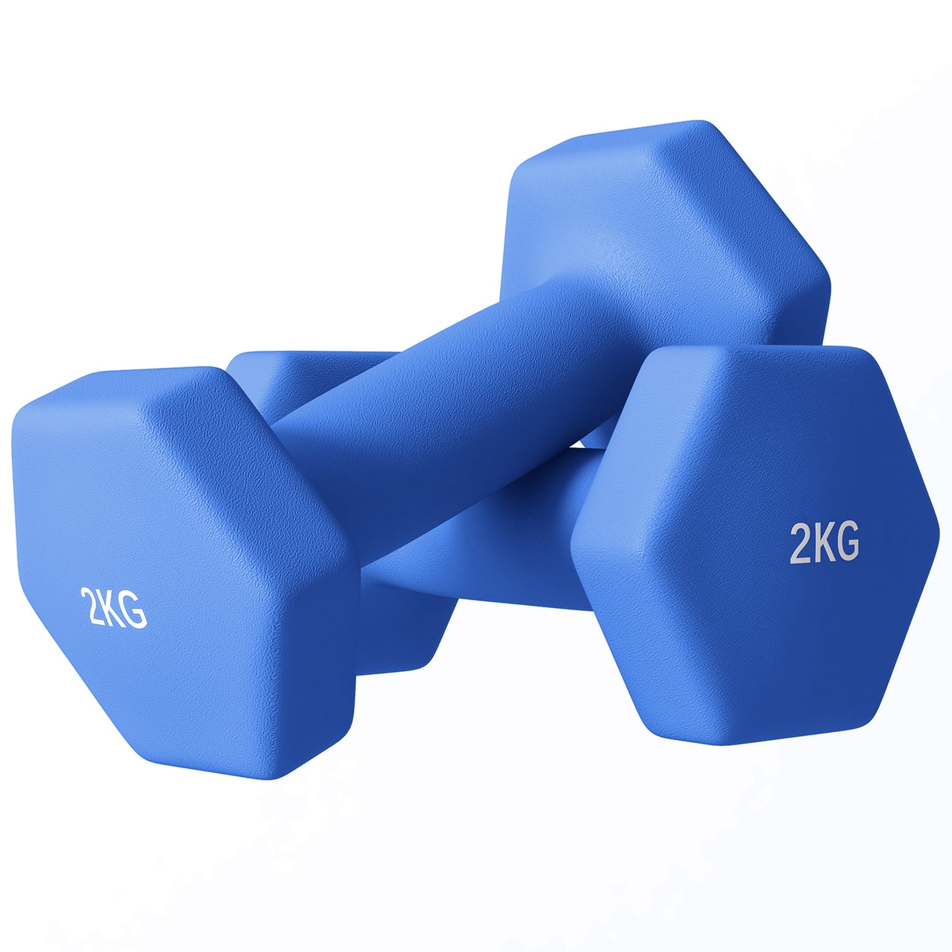 2 x 2kg Hexagonal Dumbbells Weights Set with Non-Slip Grip for Home Gym Workout, Blue-0